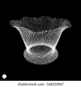 Array with Dynamic Particles. 3D Technology Style. Abstract Background. Vector Illustration. 