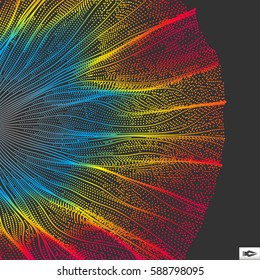 Array with Dynamic Particles. 3D Technology Style. Abstract Background. Vector Illustration. 