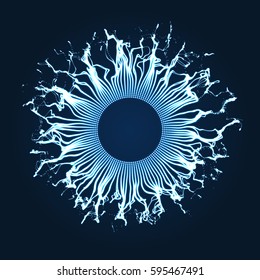 Array with Dynamic Particles. 3D Technology Style. Abstract Background. Vector Illustration. 