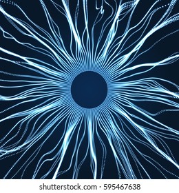 Array with Dynamic Particles. 3D Technology Style. Abstract Background. Vector Illustration. 