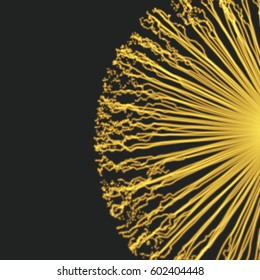 Array with Dynamic Particles. 3D Technology Style. Abstract Background. Vector Illustration. 