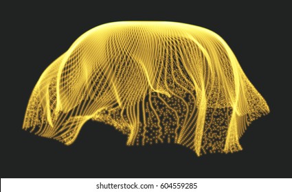 Array with Dynamic Particles. 3D Technology Style. Abstract Background. Vector Illustration.