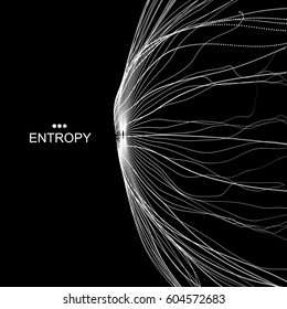 Array with Dynamic Particles. 3D Technology Style. Abstract Background. Vector Illustration.