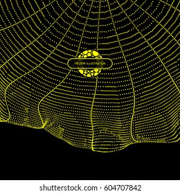 Array with Dynamic Particles. 3D Technology Style. Abstract Background. Vector Illustration.
