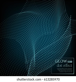 Array with Dynamic Particles. 3D Technology Style. Abstract Background. Illustration. EPS 10