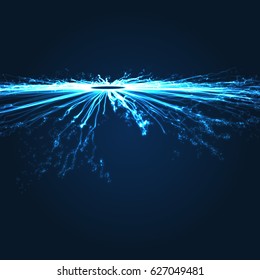 Array with Dynamic Particles. 3D Technology Style. Abstract Background. Vector Illustration.