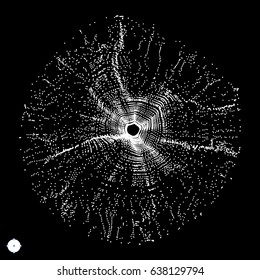 Array with dynamic particles. 3D technology style. Abstract background. Vector illustration.