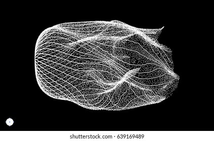 Array with Dynamic Particles. 3D Technology Style. Abstract Background. Vector Illustration.