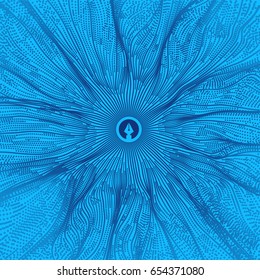 Array with Dynamic Particles. 3D Technology Style. Abstract Background. Vector Illustration. 