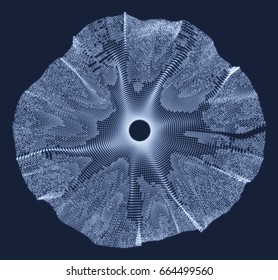 Array with Dynamic Particles. 3D Technology Style. Abstract Background. Vector Illustration.