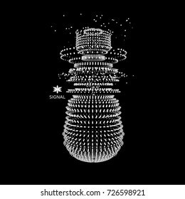 Array with dynamic particles. 3d technology style. Abstract background. Vector illustration.