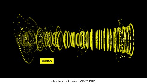Array with dynamic particles. 3d technology style. Abstract background. Vector illustration.