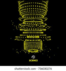 Array with dynamic particles. 3d technology style. Abstract background. Vector illustration.