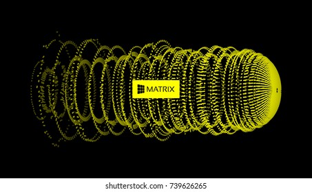 Array with dynamic particles. 3d technology style. Abstract background. Vector illustration.