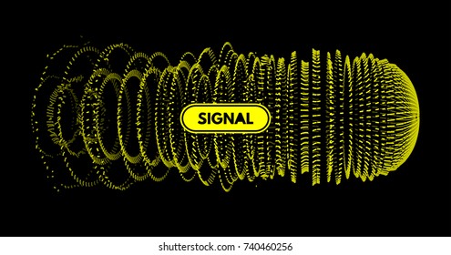 Array with dynamic particles. 3d technology style. Abstract background. Vector illustration.