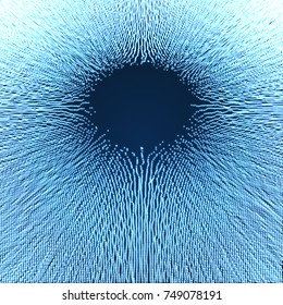 Array with Dynamic Particles. 3D Technology Style. Abstract Background. Vector Illustration.