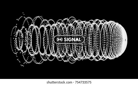 Array with dynamic particles. 3d technology style. Abstract background. Vector illustration.