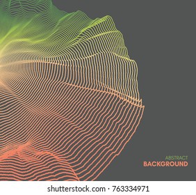 Array with dynamic particles. 3d technology style. Abstract background. Vector illustration.