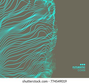 Array with dynamic particles. 3d technology style. Abstract background. Vector illustration.