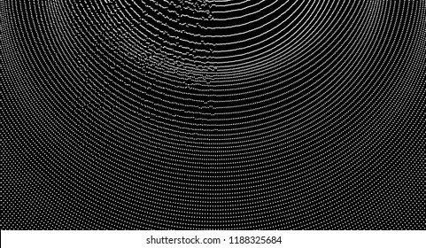 Array with Dynamic Particles. Futuristic technology style. Texture. Vector illustration with particle. 3D grid surface. 