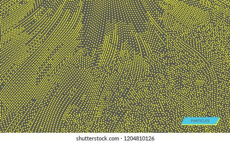 Array with dynamic particles. Futuristic technology style. Texture. Vector illustration with particle. 3D grid surface. 
