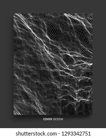 Array with Dynamic Particles. Futuristic technology style. Texture. Vector illustration with particle. 3D grid surface. 