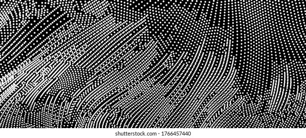 Array with Dynamic Particles. Futuristic technology style. Texture. Vector illustration with particle. 3D grid surface. 