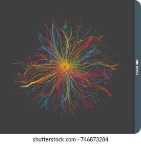 Array with dynamic particles. Futuristic technology style. Abstract background. Vector illustration.