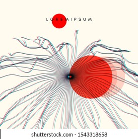 Array with dynamic particles. Modern science or technology element. Cyberspace grid illustration. Vector composition.