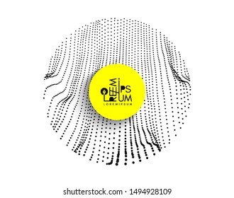 Array with dynamic particles of small particles in circle. Modern science and technology element. Abstract dotted background. Vector illustration.