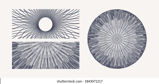 Array with dynamic particles of small particles in circle. Modern science and technology element. Abstract dotted background. Vector illustration.