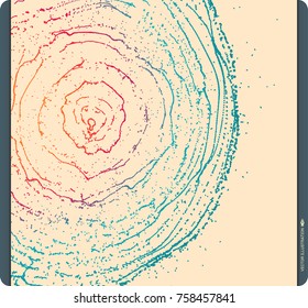 Array with dynamic particles of small particles in circle. Modern science and technology element. Radial structure. Abstract dotted background. Vector illustration.