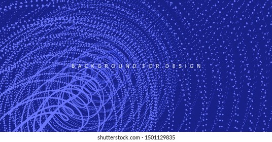 Array with dynamic particles. Swirl with connected dots. Abstract science or technology background. 3d vector illustration. 