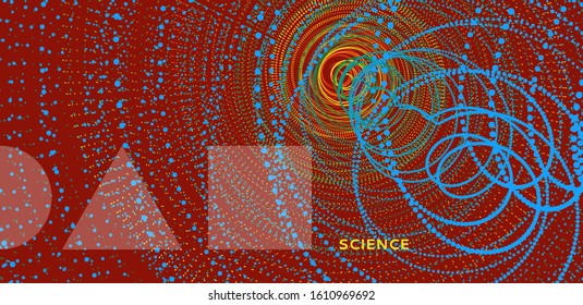 Array with dynamic particles. Swirl with connected dots. Abstract science or technology background. 3d vector illustration. 