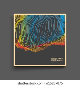 Array with Dynamic Particles. Textbook, booklet or notebook mockup. Business brochure. Cover design template. Vector Illustration. 