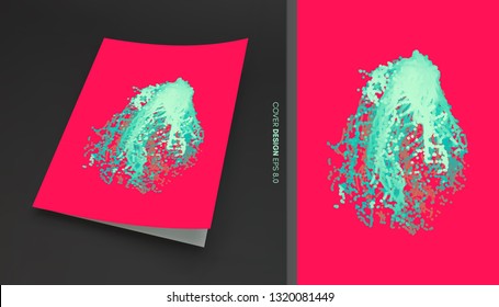 Array with dynamic particles. Vector sound wave. 3d technology style. Abstract background. Vector illustration.