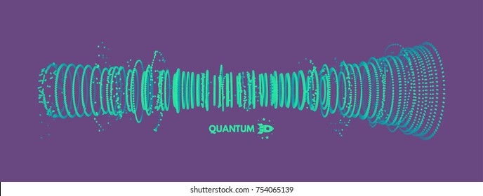 Array with dynamic particles. Vector sound wave. 3d technology style. Abstract background. Vector illustration.