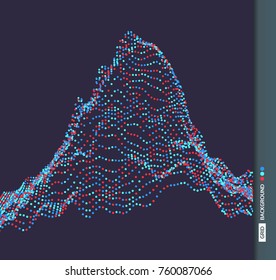 Array with dynamic particles. Vector sound wave. 3d technology style. Abstract background. Vector illustration.