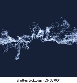 Array with Dynamic Particles. Wavy Background. Composition with Motion Effect. Abstract Vector illustration.