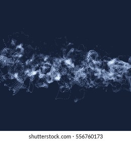 Array with Dynamic Particles. Wavy Background. Composition with Motion Effect. Abstract Vector illustration.