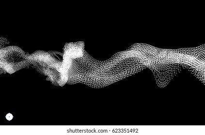 Array with Dynamic Particles. Wavy Background. Composition with Motion Effect. Abstract Vector illustration. 