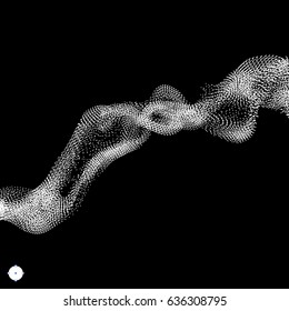 Array with Dynamic Particles. Wavy Background. Composition with Motion Effect. Abstract Vector illustration. 