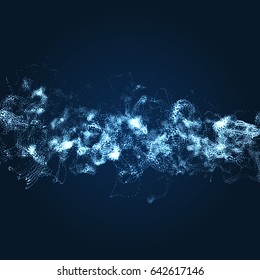 Array with Dynamic Particles. Wavy Background. Composition with Motion Effect. Abstract Vector illustration.