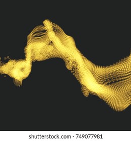 Array with Dynamic Particles. Wavy Background. Composition with Motion Effect. Abstract Vector illustration.