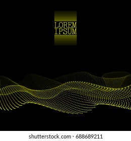 An array with dynamic radiated particles. Radiating waves of particles. Abstract science or technology. Graphic design. Vector illustration.