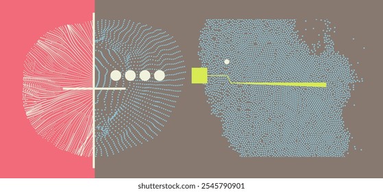 Matriz con partículas emitidas dinámicamente. Imitación de salpicaduras de agua. Fondo Abstractas con partículas dinámicas. Ilustración vectorial para folleto, póster, presentación, volante o Anuncio. 