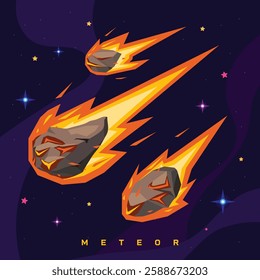 An array of meteorites and meteors on a diverse shapes and sizes, illustrating their distinct characteristics and the beauty of space debris.