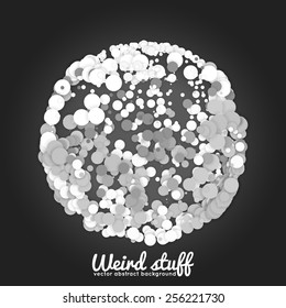Array of monochrome circles with shadows in form of sphere. Abstract background. Paper cut pieces. 