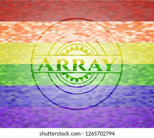 Array on mosaic background with the colors of the LGBT flag