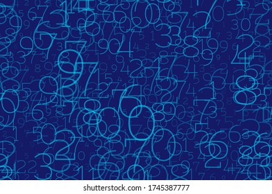 An array of random numbers 0 and 9. Background in a matrix style. Binary code pattern with digits on screen, falling character. Abstract digital backdrop. Vector illustration